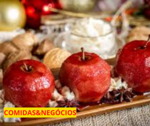 MAÇÃ AO VINHO COM CREME DE RICOTA-DOCES DE NATAL SIMPLES